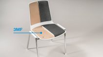 一把椅子有兩個不同的軟墊部分，一個是 3MF 木材，一個是織物